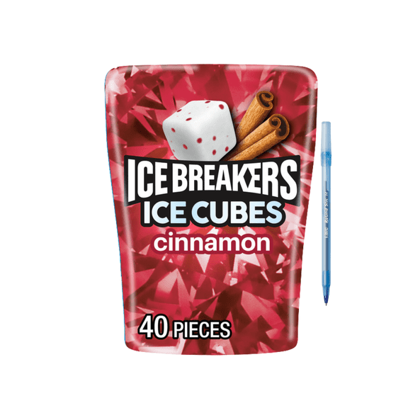 Ice Breakers Ice Cubes Cinnamon Flavored Chewing Gum, 40 Pieces, 3.24 oz