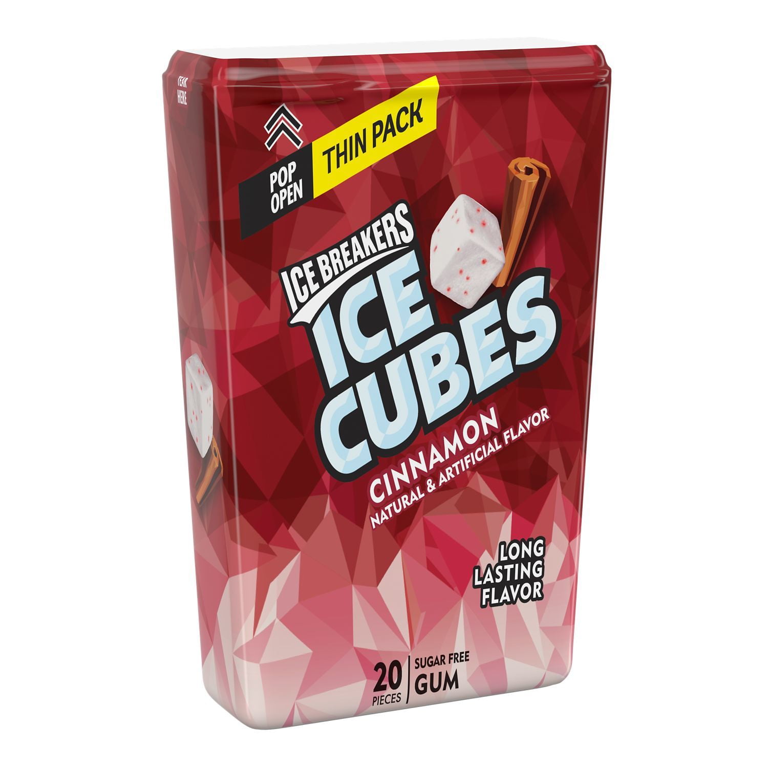 Ice Breakers, Ice Cubes Cinnamon Sugar Free Chewing Gum, Made with Xylitol, 1.62 oz, Thin Pack