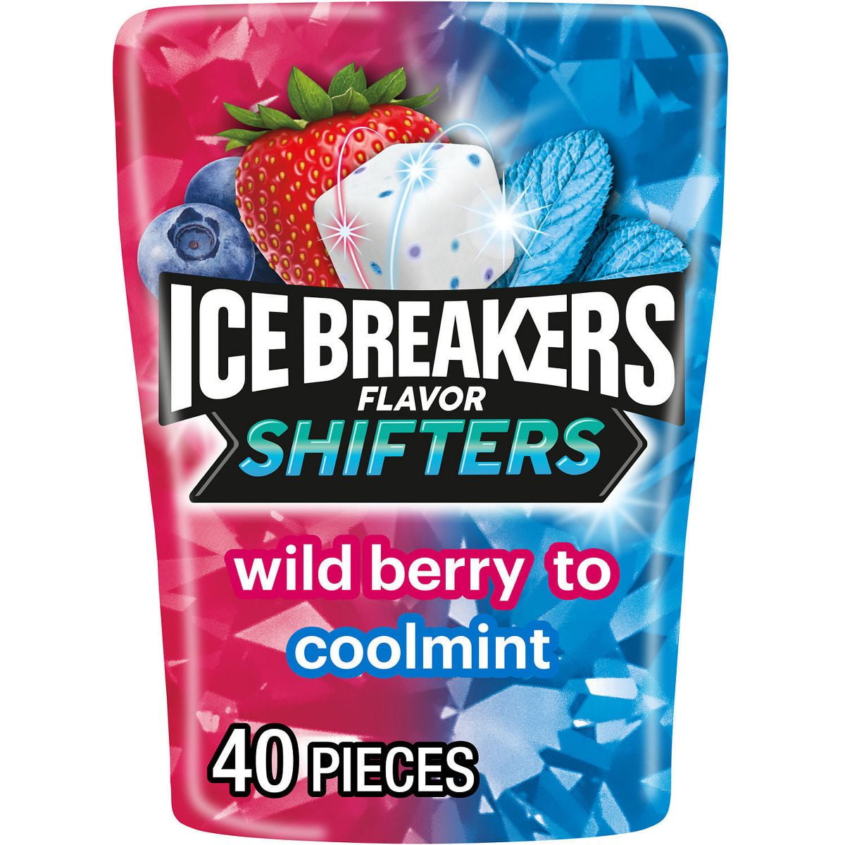 Ice Breakers Ice Cubes Flavor Shifters Wild Berry Coolmint Flavored Gum Bottle Pack 3.24 oz