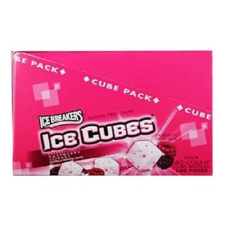 Ice Breakers Ice Cubes Gum Raspberry Sorbet - Can 40 Pcs Each ( 4 In A Pack )