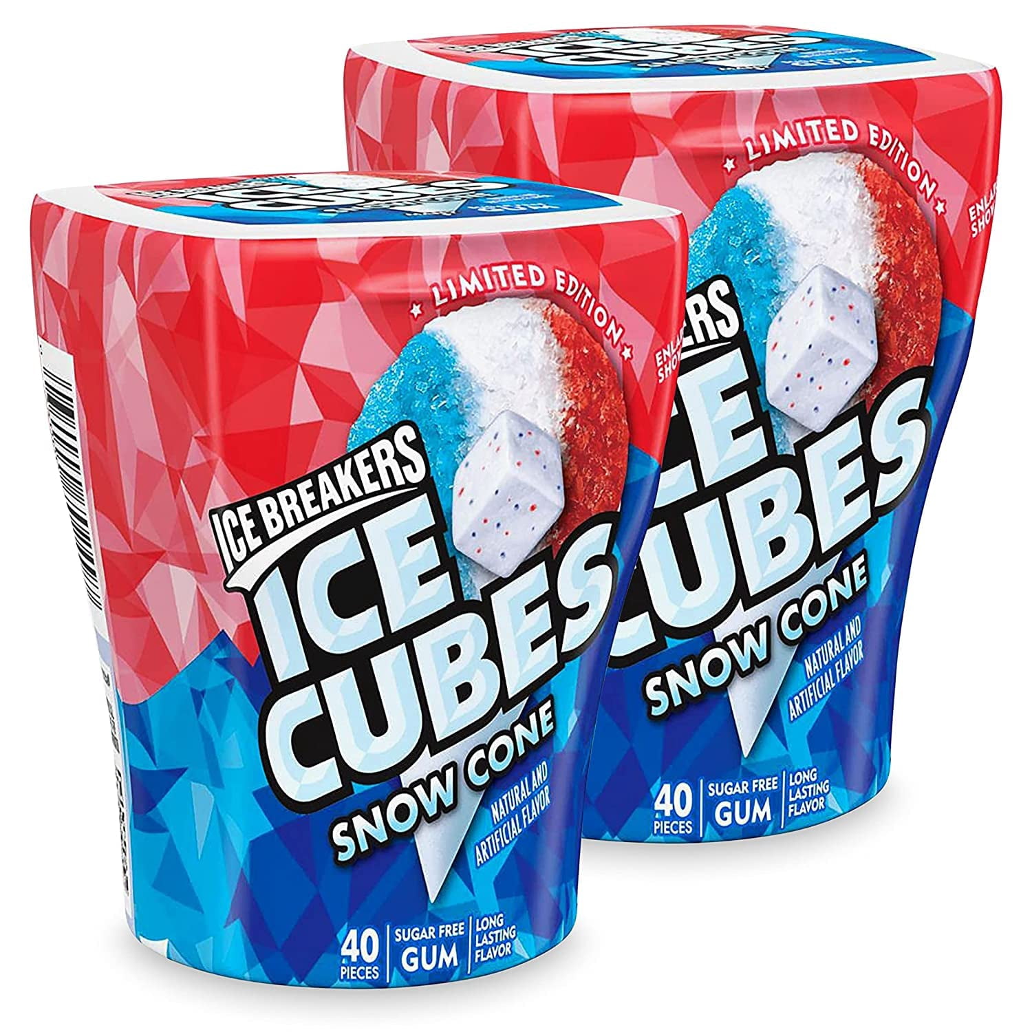 Ice Breakers Ice Cubes – Limited Edition Snow Cone Sugar Free Gum – Refreshingly Cool Cubed| Pack of 4 3.24 oz, Bottles 40 Pieces (160 Cubes)