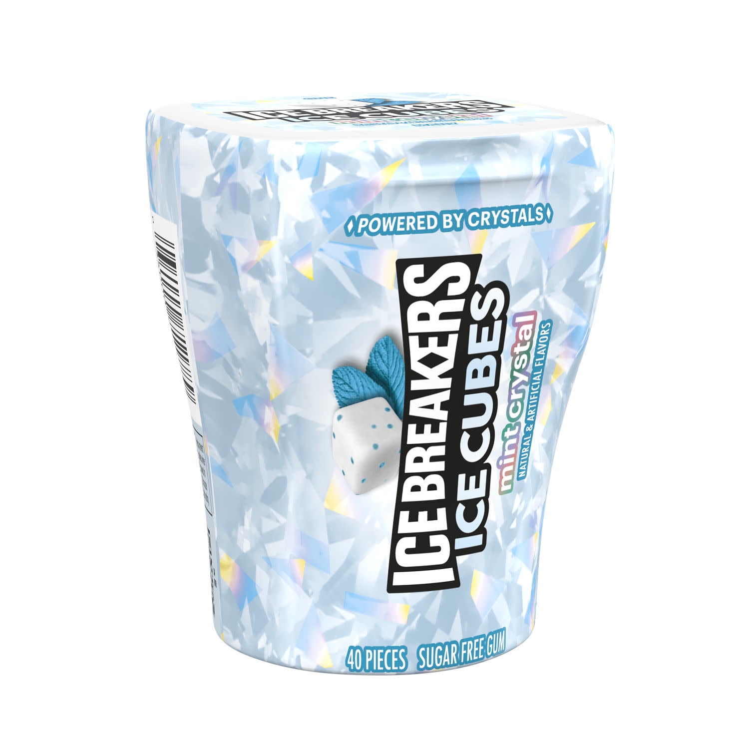 Ice Breakers Ice Cubes Mint Crystal Flavored Sugar Free Chewing Gum, Bottle 3.24 oz, 40 Pieces