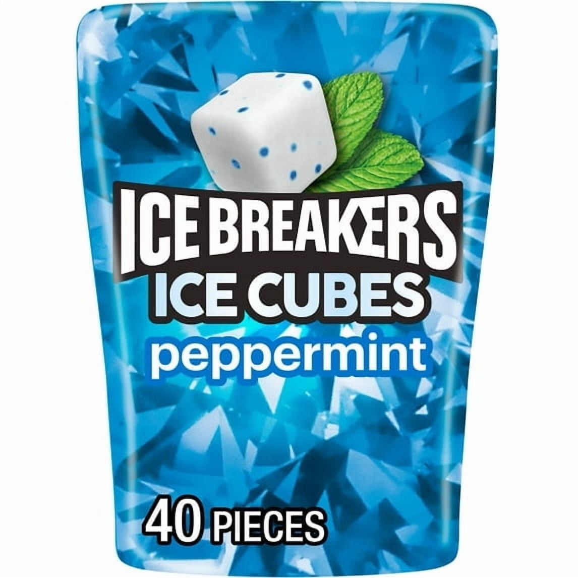 Ice Breakers Ice Cubes Peppermint Sugar Free Chewing Gum, Bottle 3.24 oz, 40 Pieces pack of 3