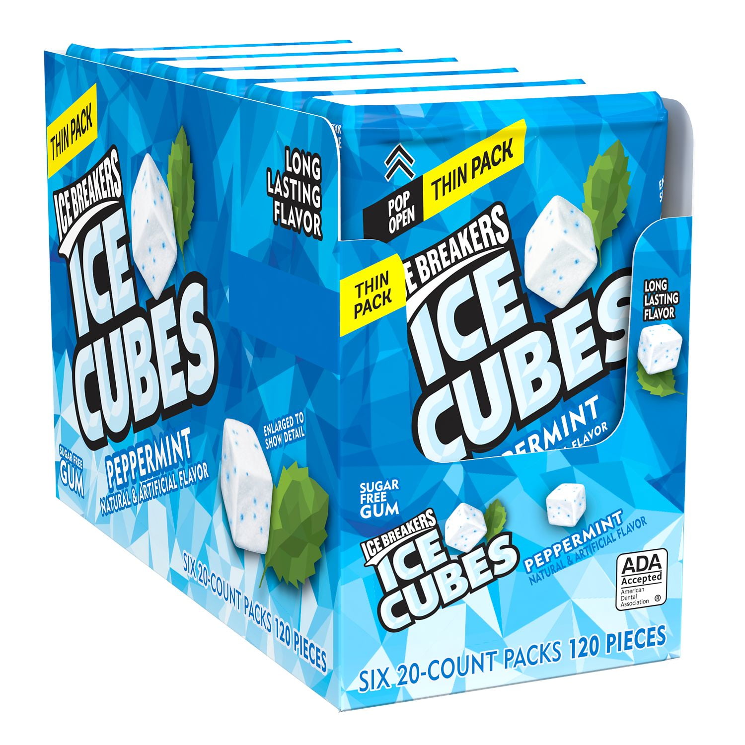 Ice Breakers, Ice Cubes Peppermint Sugar Free Chewing Gum, Made with Xylitol, 1.62 oz, Thin Pack