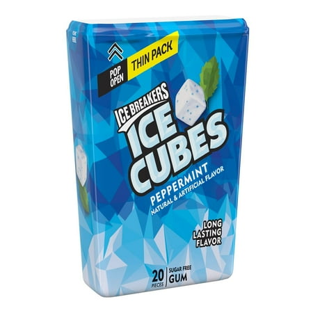 Ice Breakers, Ice Cubes Peppermint Sugar Free Chewing Gum, Made with Xylitol, 1.62 oz, Thin Pack