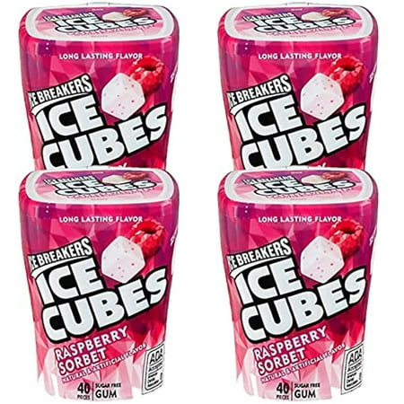 Ice Breakers Ice Cubes Raspberry Sorbet Gum Bottle- 4 Ct