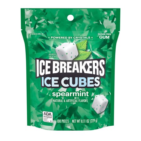 Ice Breakers Ice Cubes Spearmint Sugar Free Chewing Gum - 100 pc (Packaging May Vary)