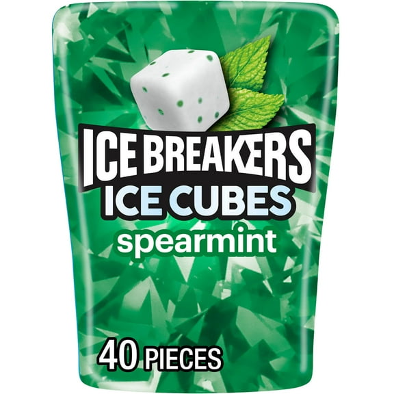 Ice Breakers Ice Cubes Spearmint Sugar Free Chewing Gum Bottle, 3.24 Oz (40 Pieces) Packaging May Vary - Pack of 3