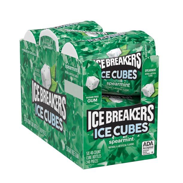 Ice Breakers Ice Cubes Spearmint Sugar Free Chewing Gum, Bottles 3.24