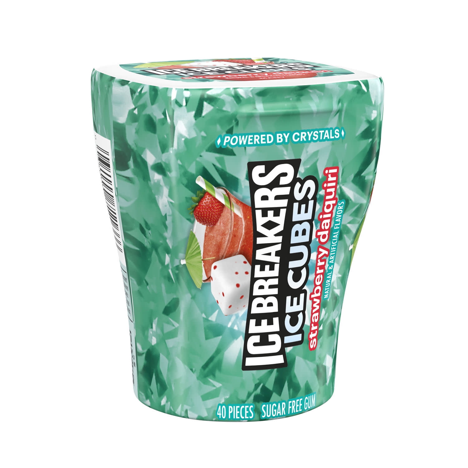 Ice Breakers Ice Cubes Strawberry Daiquiri Flavored Sugar Free Chewing Gum, Bottle 3.24 oz, 40 Pieces