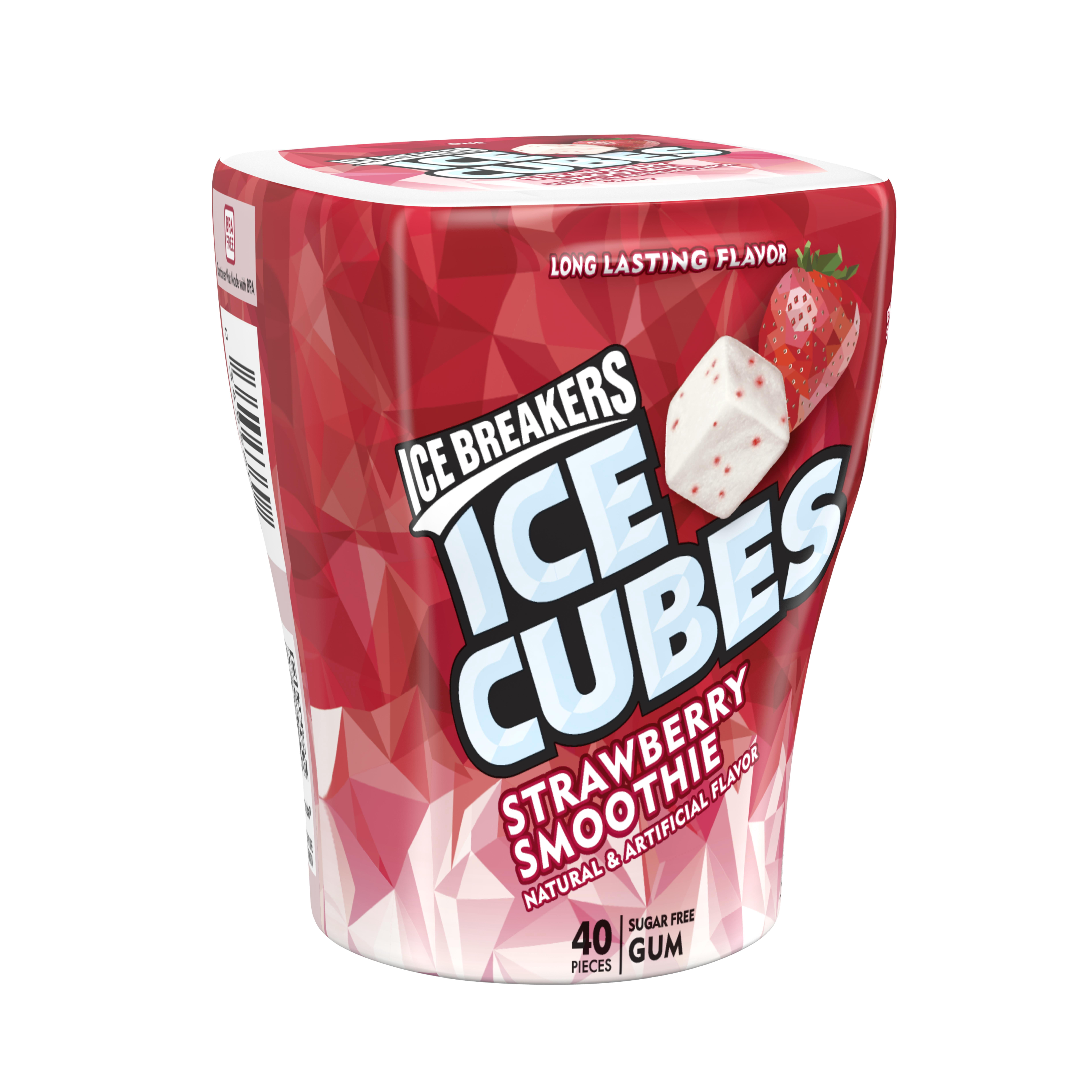 Ice Breakers Ice Cubes Strawberry Smoothie Sugar Free Gum, 40 ct, 3.24 oz
