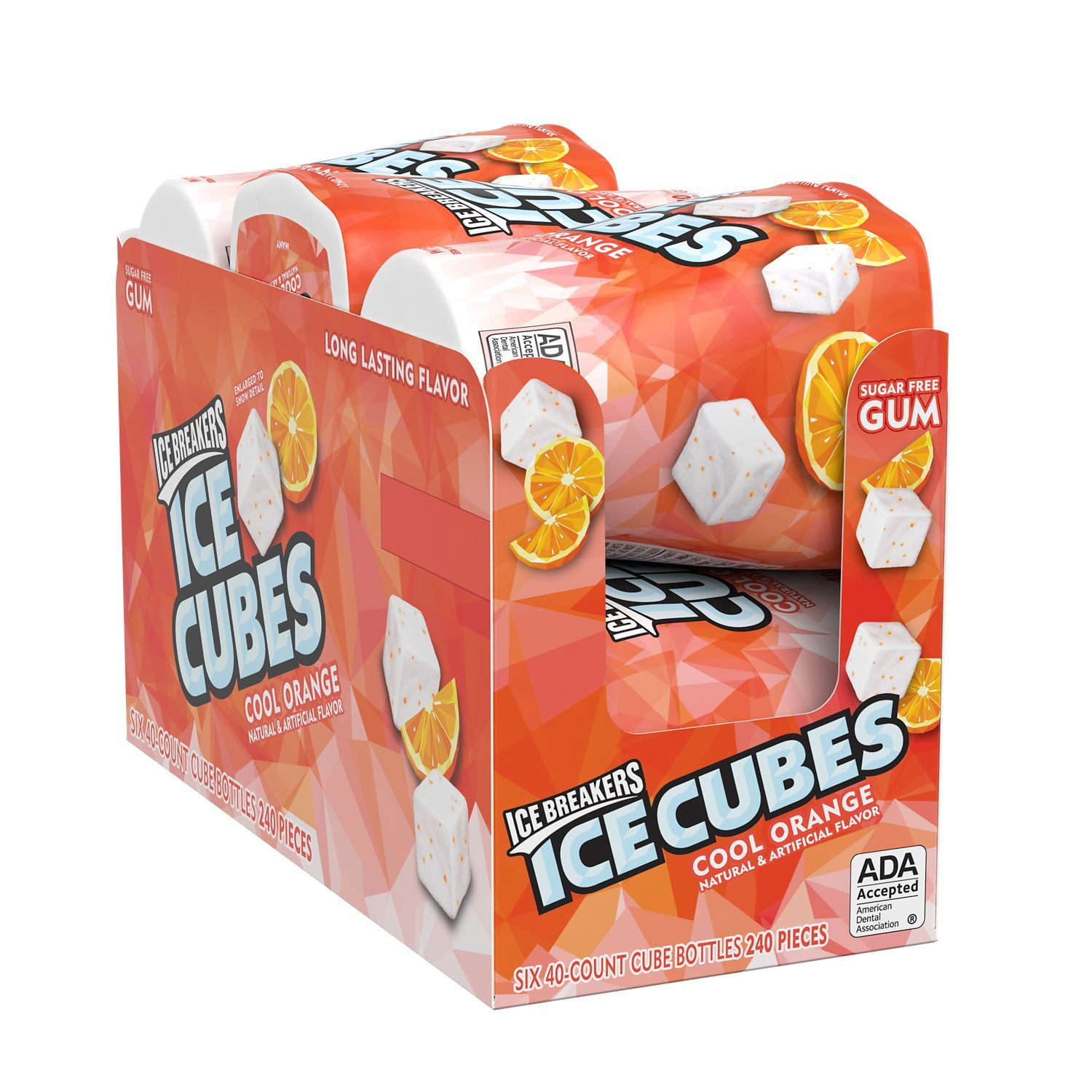 Ice Breakers, Ice Cubes Sugar Free Cool Orange Chewing Gum Bottles (6 Count)