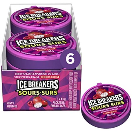 Ice Breakers Sours, Mints, Strawberry, Berry Splash, Cherry, 6Ct, (Imported From Canada)