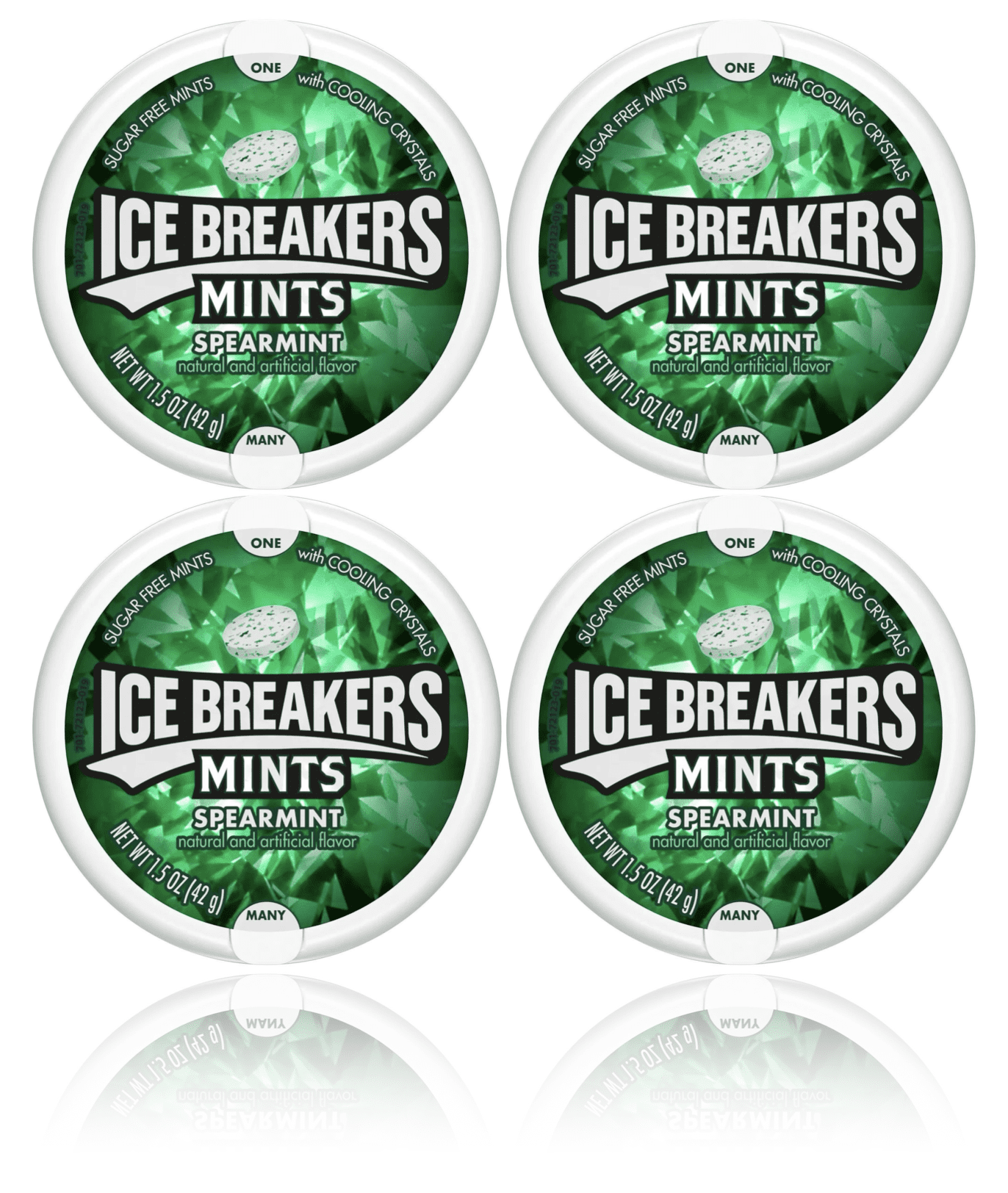 Ice Breakers Spearmint Sugar Free Mints, Tin 1.5 oz (4-pack)