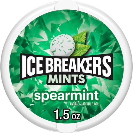 Ice Breakers Spearmint Flavored Sugar Free Mints, Puck 1.5 Oz