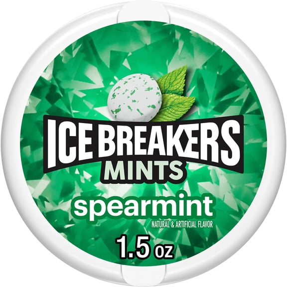 Ice Breakers Spearmint Flavored Sugar Free Mints, Puck 1.5 Oz