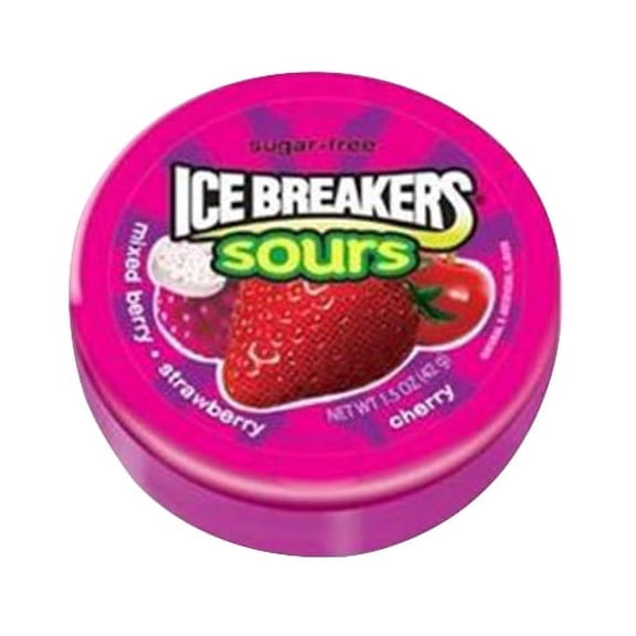 Ice Breakers Sugar Free Fruit Sours, Mixed Berry - 1.5 Oz/Tin, 8 Tins, 2 Pack