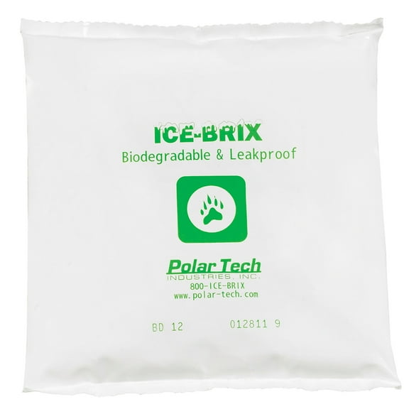 Ice-Brix Biodegradable Packs 12 oz. 6" x 6" x 1" White 48/Case IBB12