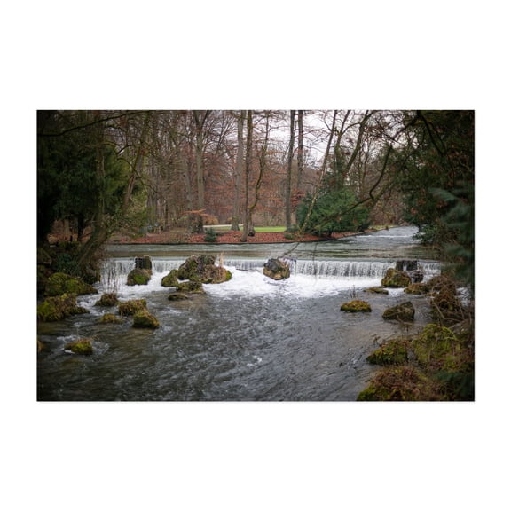Ice Brook - Munich Bavaria Germany Photography Waterfall Nature Autumn Forest Landscape Scenic Woods Unframed Wall Art Print 20 x 30 inches