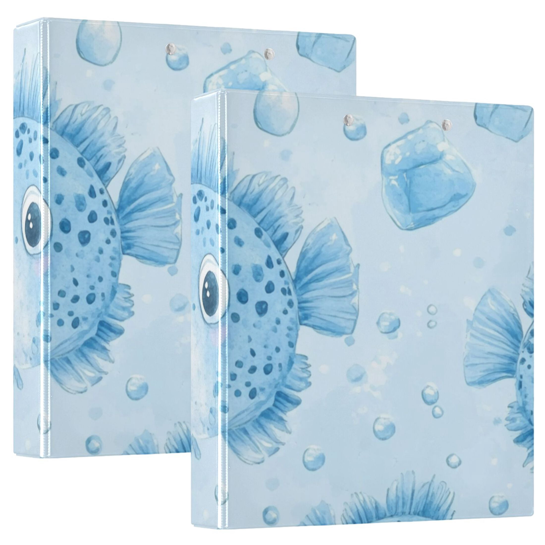 Ice Bubbles Puffers 3 Ring Binders 1.5 inch Hardcover File Folders with Interior Pockets A4 Size Organizer for School Office Hospital