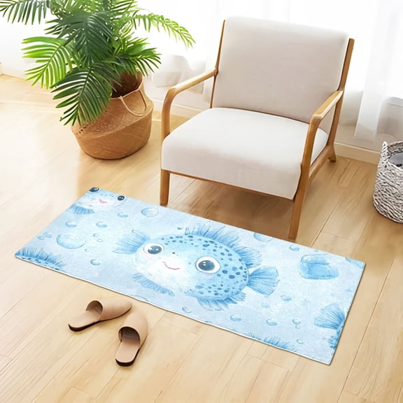 Ice Bubbles Puffers Bathroom Rug 39x20 Non Slip Quick Dry Washable Bathroom Mats for Bedroom Living Room Kitchen