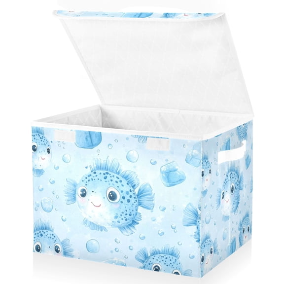 Ice Bubbles Puffers Storage Basket for Shelves Foldable Container Organizer for Organizing Toys Clothes Books with Handles