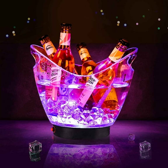 Ice Bucket - Ice Buckets for Parties - Clear Acrylic Champagne Bucket with Easy-to-Carry Handles - Long and Narrow 4 Liter Clear Bucket