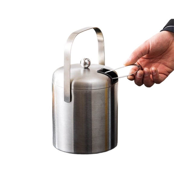 Ice Bucket Insulated Ice Container Practical Steel Ice Bucket and Tongs Practical Ice Caddies with Handle