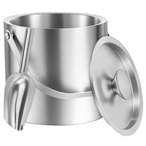 Ice Bucket with Leakproof Lid Double Walled Stainless Steel Insulated Ice Bucket with Scoop 3L Beverage Cooler Container Wine Chilling Tub for Cocktail Bar Party