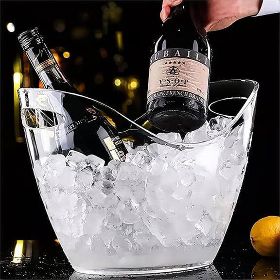 Ice Bucket for Parties 2 Pcs 4 Liter Beverage Tub Ice Tub Wine Beer Drink Buckets-Parties Bar Clear Plastic Ice Bucket for Champagne Cocktail Beer$$Home Decor, Kitchen, & Other