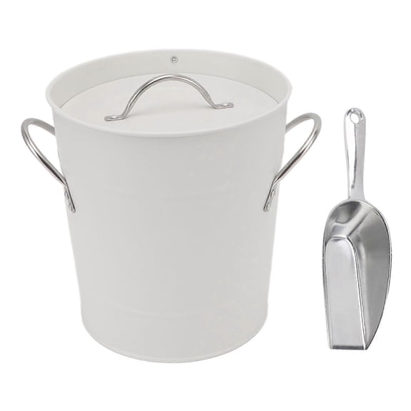 Ice Bucket Round with Ice Shovel Galvanized Sheet Plastic Beer Chiller Bin for Bar Home
