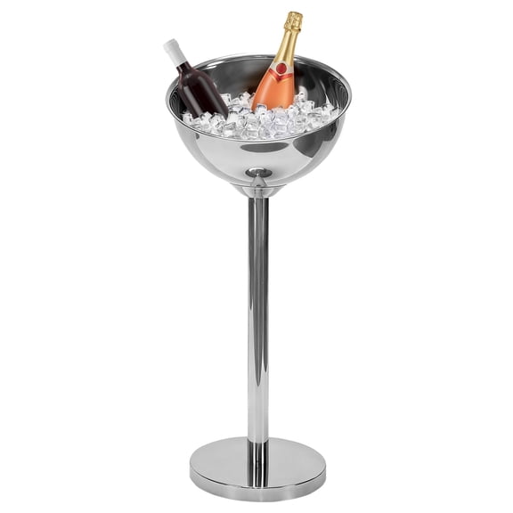 Ice Bucket with Stand, Stainless Steel Champagne Ice Bucket Ice Cube Container for Wine Beer KTV Club Bar BBQ Party Wedding (Silver)