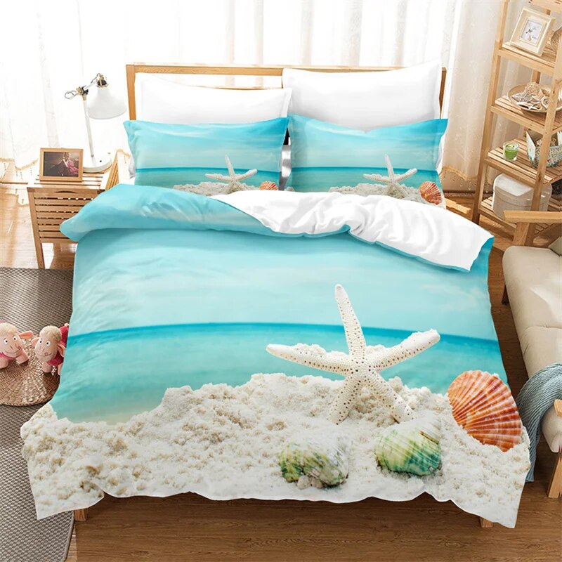 Ice Cake Bedding Set Beach Starfish Duvet Cover Boys Girls Duvet Cover ...