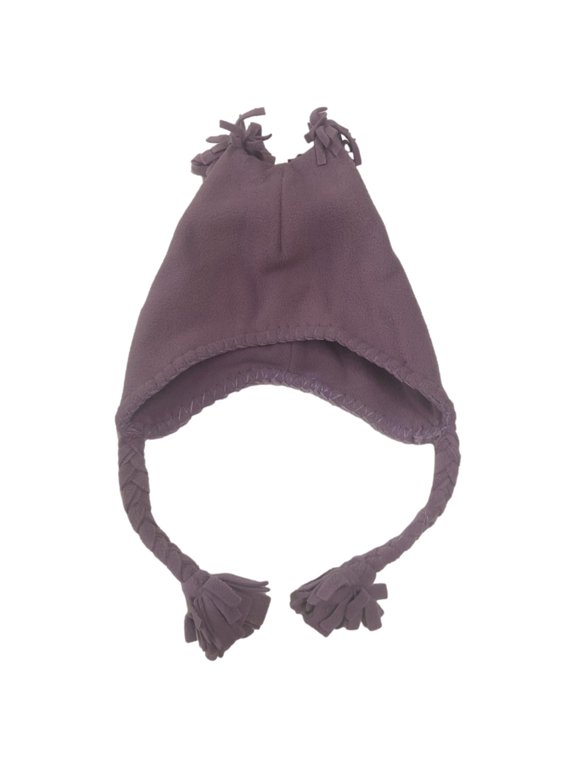 Girls Purple Braided Trapper Bat with Earflaps & Poms Peruvian Aviator