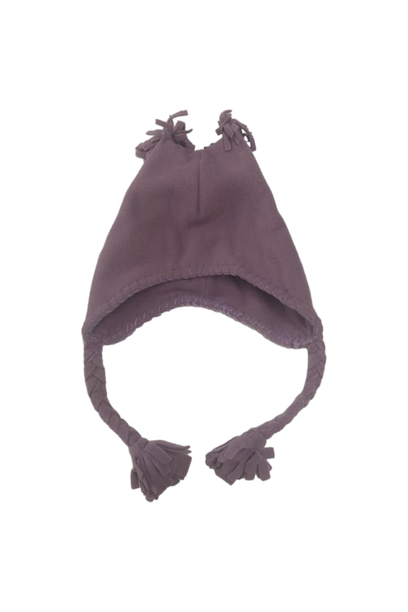 Girls Purple Braided Trapper Bat with Earflaps & Poms Peruvian Aviator