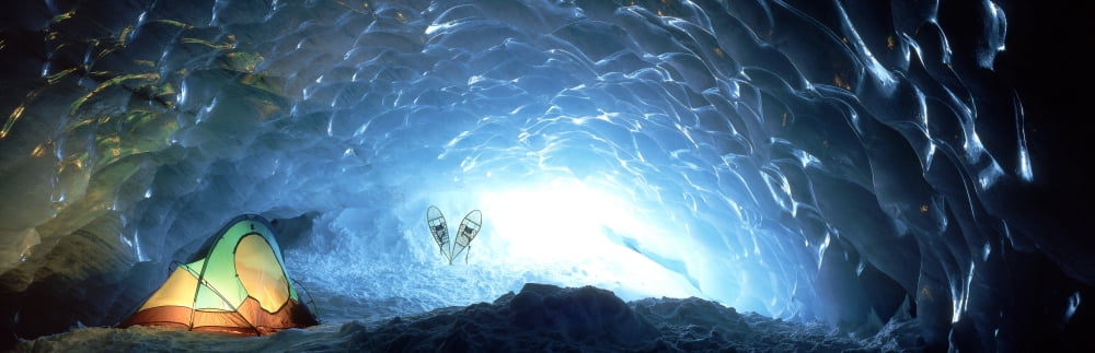 Ice Cave Appa Glacier Pemberton Ice Field British Columbia Canvas Art - David Nunuk Design Pics (28 x 9)