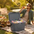 Simplified Shell Image Ice Chest Cooler, portable insulated hard shell, with 2 cup holders and ...