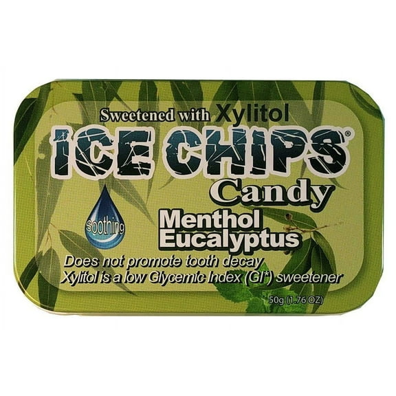 Ice Chips Candy Hand Crafted Candy Tin Menthol Eucalpytus 1.76 oz Candy