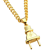 Ice City 24 Inches Stainless Steel Electric Thick Plug Punk Hip Hop Pendant Necklace Cuban Link Chain Gold Silver Plated for Men Jewelry for Men
