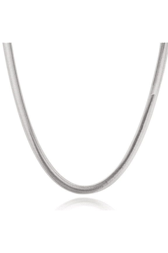 Ice City 925 Sterling Silver Coated Snake Chain Herringbone Necklace for Men or Women 6mm (18 inch)