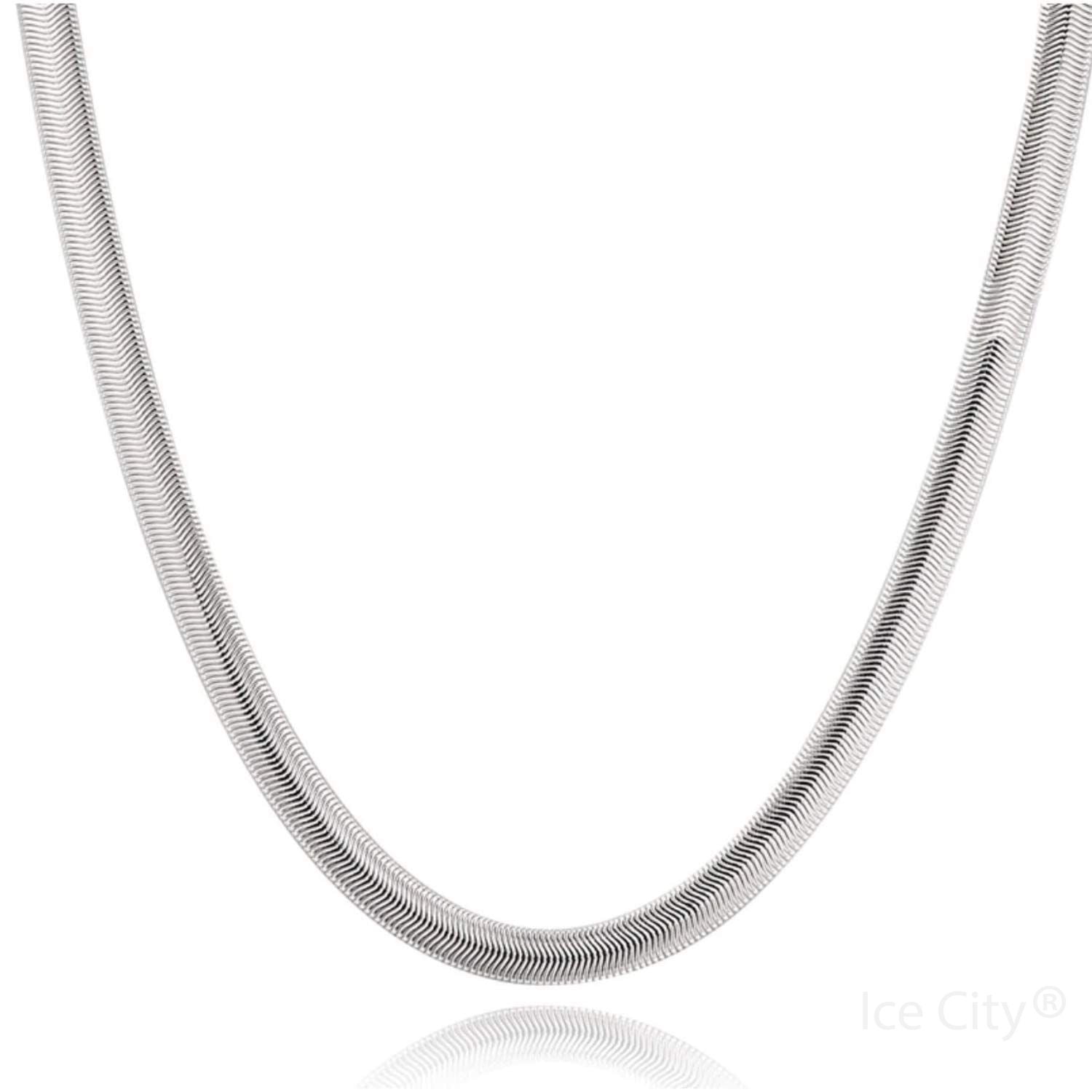 Ice City Herringbone Snake Chain Sterling Silver Plated Necklace - 20inch -  Walmart.com