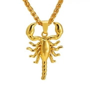 Ice City Bold Scorpion Pendant Statement Necklace for Men in Stainless Steel Gold Necklace