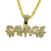 Ice City Jewelry Savage Bling Crystal Dripping Letters Pendant Necklace