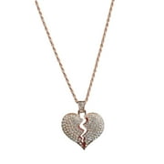 Ice City Jewelry Stainless Steel Rope Chain Broken Heart Necklace