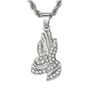 Ice City Jewelry The Praying Hands Pendant Necklace for Men Fashion