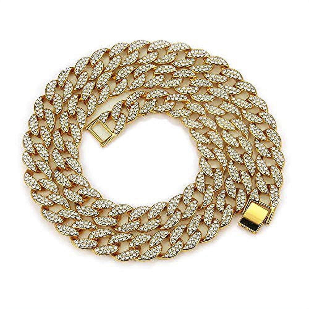 Ice City Mens Miami Cuban Link Chain Heavy Gold Plated Stainless