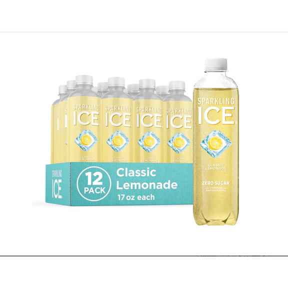 Ice Classic Lemonade Flavored Water Zero Sugar Low Calorie with Vitamins and Antioxidants 12 Pack 17 fl oz