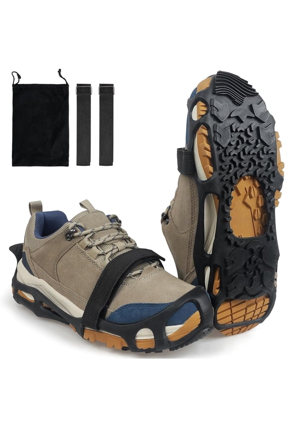 Ice Cleats Anti-Slip Spikeless Traction Grip Crampons for Slick Wet Slippery Surfaces, Slip On Ice Shoes Grippers Rubber Tread Overshoes Indoor Outdoor Use