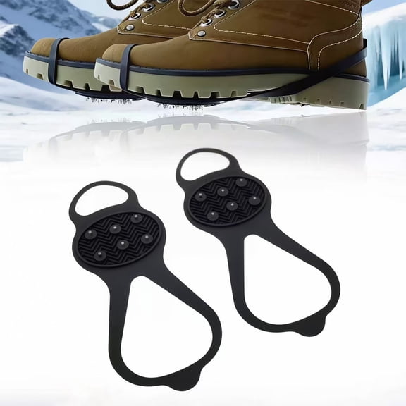 Ice Cleats & Shoe Grips - 3.94x9.8in 6-Spike Anti-Slip Traction for Snow & Ice, Universal Fit Crampons & Microspikes for Children's Boots, Sneakers