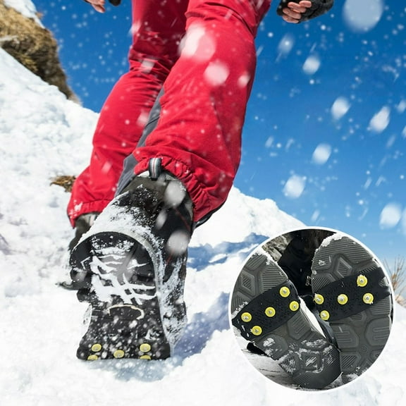 Ice Cleats for Shoes with 5 Steel Spikes, Non Slip Traction Snow Grips for Walking on Ice, Heavy Duty Tpe Anti Slip Ice Grippers for Winter Hiking, Ing & Outdoor Activities on Slippery